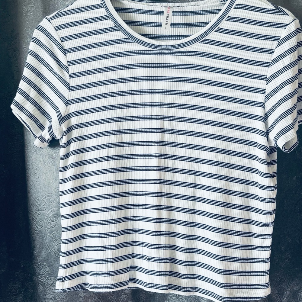 Striped Blue and White Women's Top